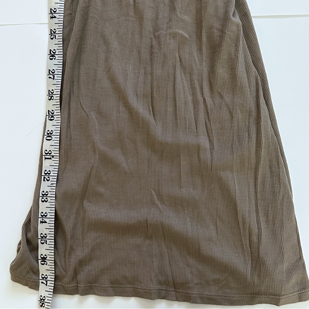 BCBGMaxazria Hazel Tank Dress in Gravel Taupe Lyocell Ribbed Knit Racerback M - Picture 8 of 11